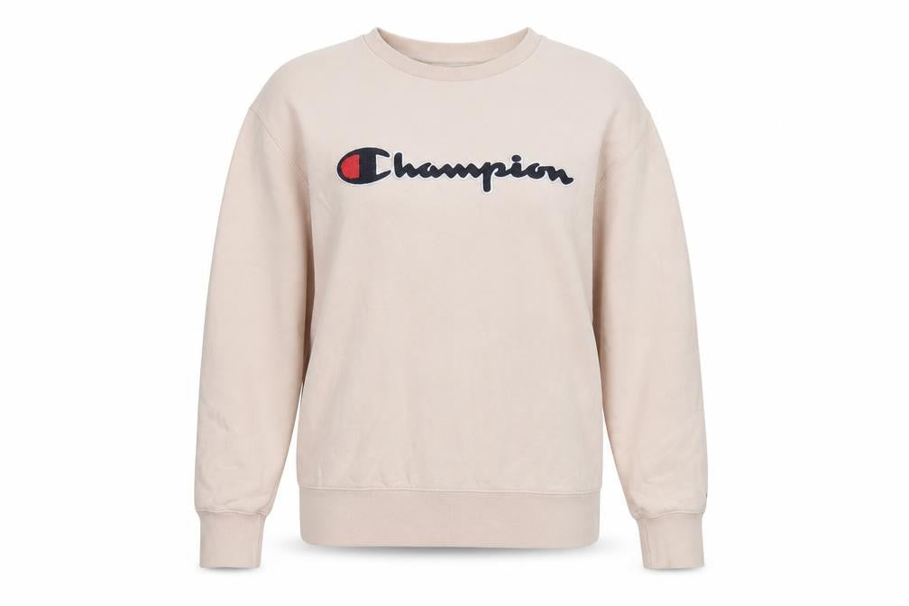 Womens UK Size L Champion Beige Pullover Sweatshirt