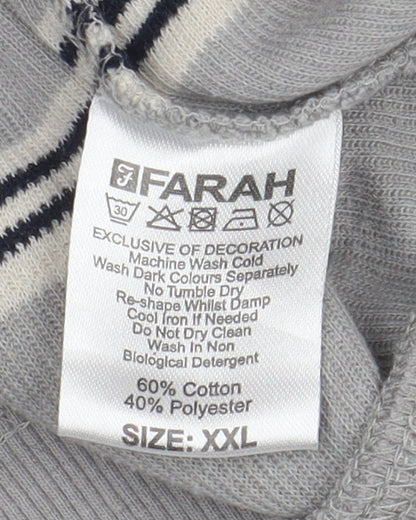 Farah Men's Grey 2XL Pullover Striped Jumper