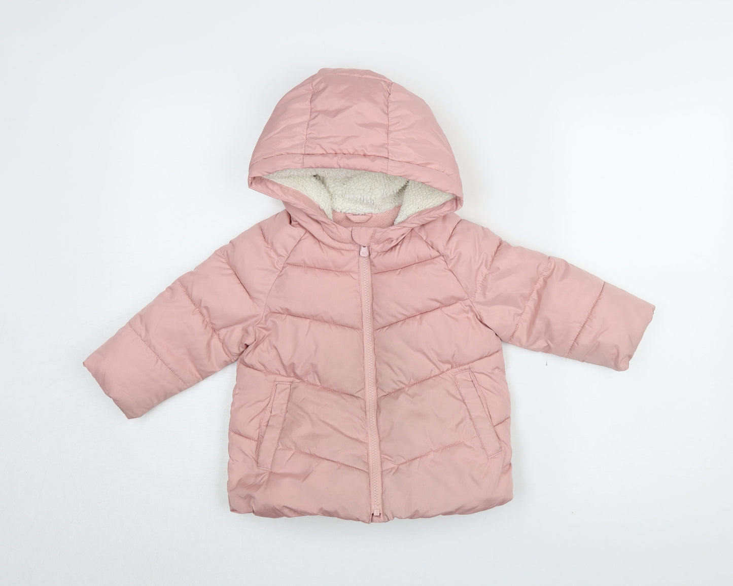 Gap Girls Pink Puffer Jacket, 2 Years, Hooded, Quilted
