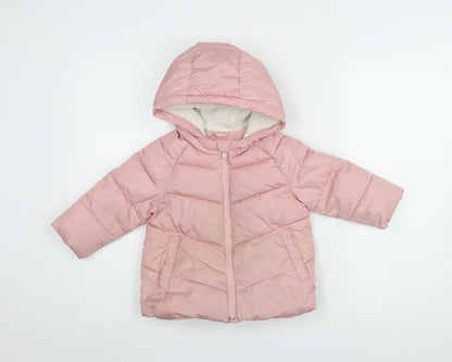 Gap Girls Pink Puffer Jacket, 2 Years, Hooded, Quilted