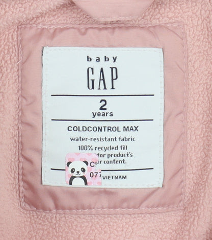 Gap Girls Pink Puffer Jacket, 2 Years, Hooded, Quilted