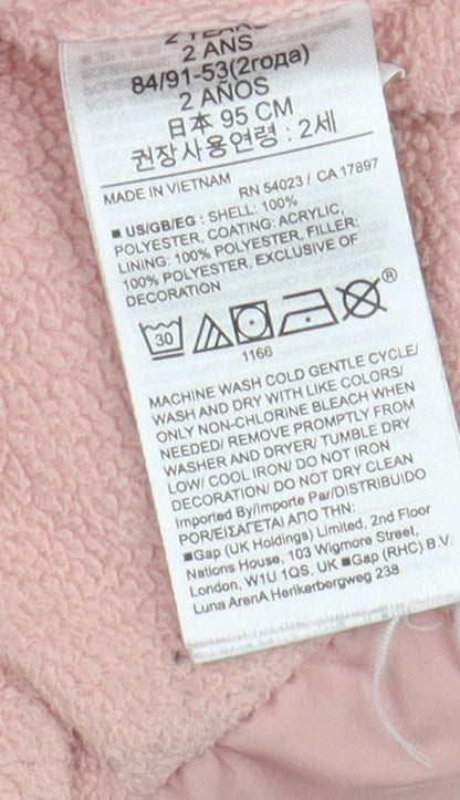 Gap Girls Pink Puffer Jacket, 2 Years, Hooded, Quilted