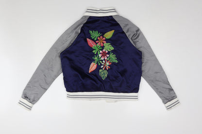 Blue Vanilla Women's Cropped Varsity Jacket - Size 10