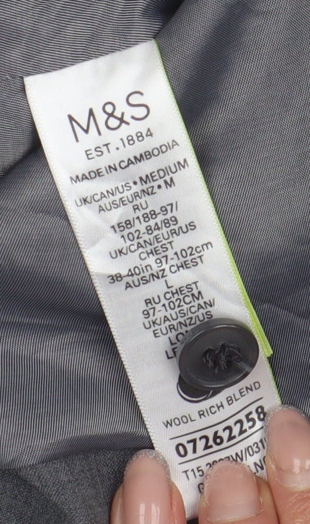 Mens UK Size 38 Marks and Spencer Regular Grey Suit Waistcoat