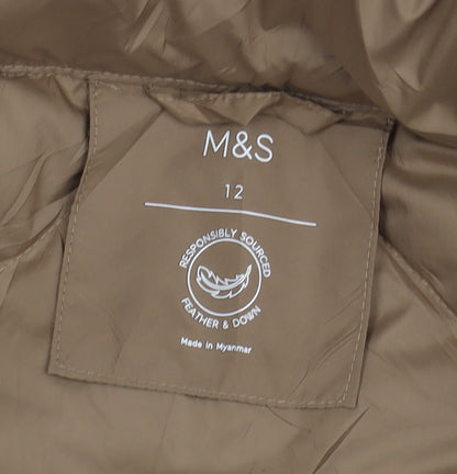 Brown Puffer Jacket for Women Marks and Spencer Size 12