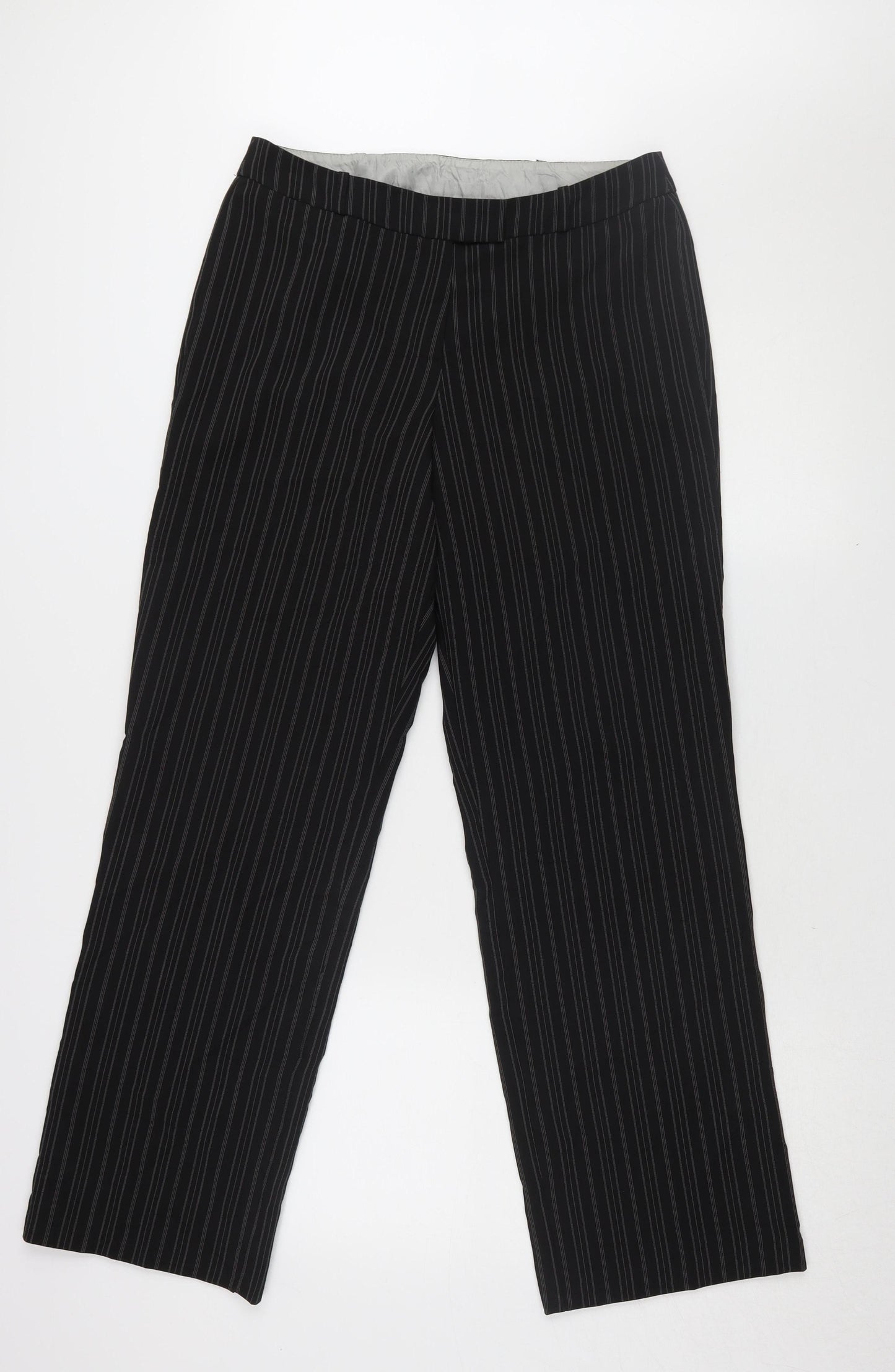 Womens UK Size 12 AMARANTO Regular Fit Dress Pants Black Trousers