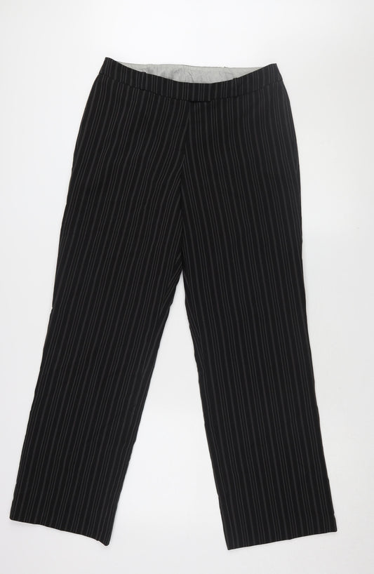 Womens UK Size 12 AMARANTO Regular Fit Dress Pants Black Trousers