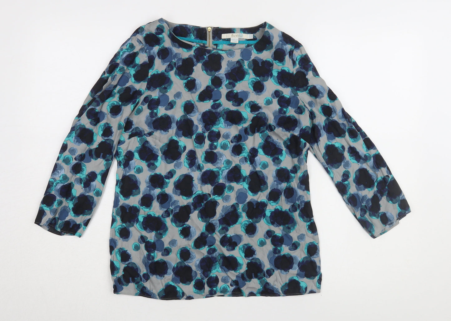 Boden Women's Blue Floral 3/4 Sleeve Blouse, Size 8