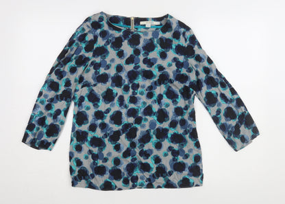 Boden Women's Blue Floral 3/4 Sleeve Blouse, Size 8