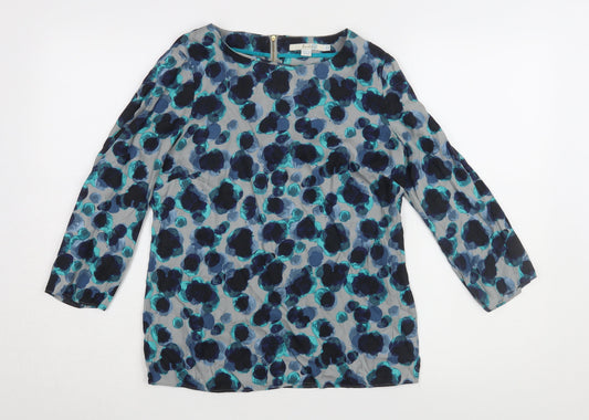 Boden Women's Blue Floral 3/4 Sleeve Blouse, Size 8