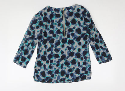 Boden Women's Blue Floral 3/4 Sleeve Blouse, Size 8