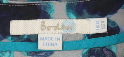 Boden Women's Blue Floral 3/4 Sleeve Blouse, Size 8