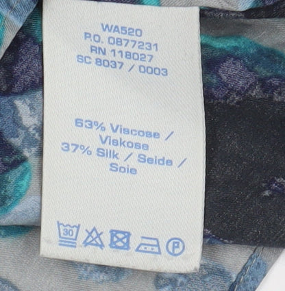 Boden Women's Blue Floral 3/4 Sleeve Blouse, Size 8