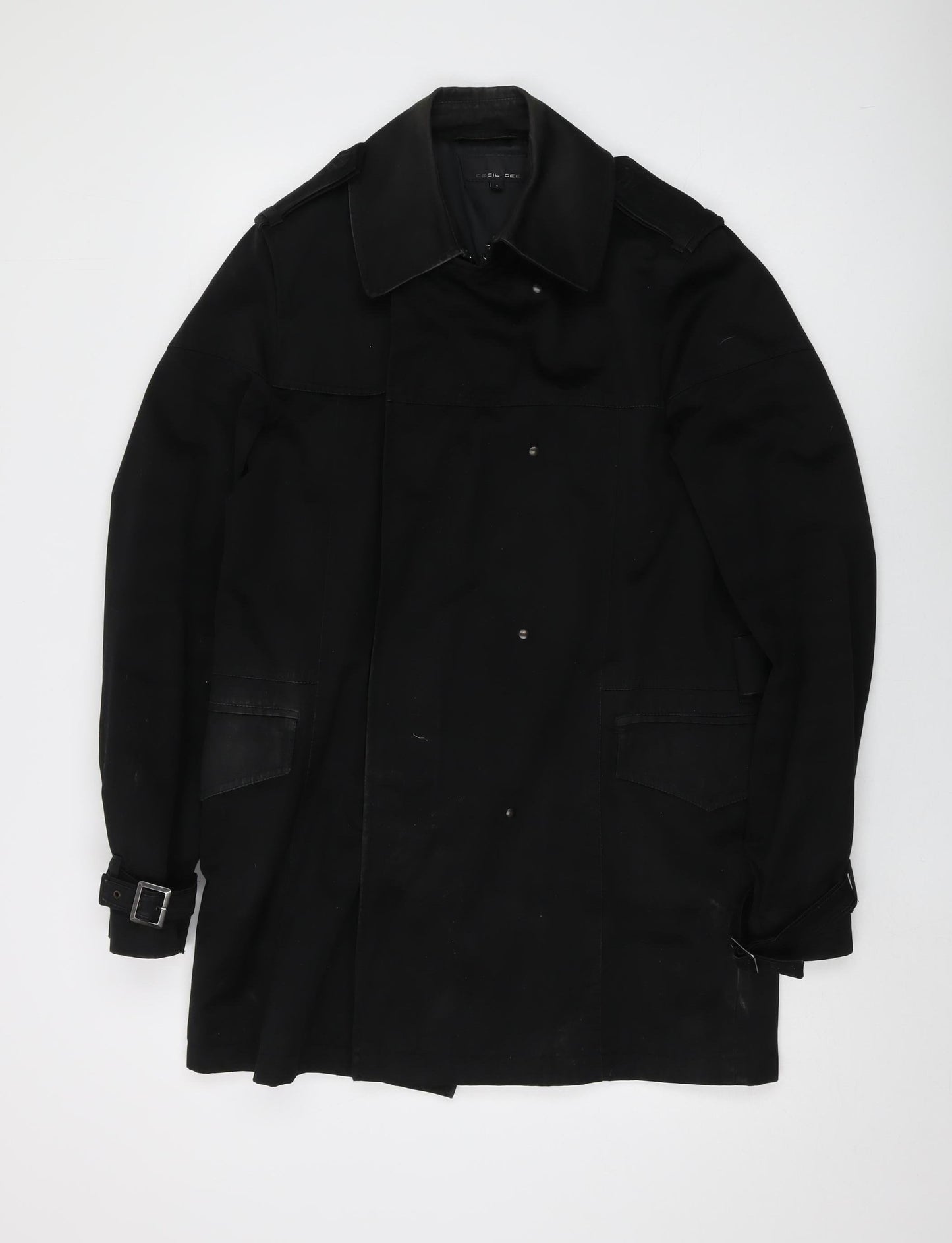 Mens UK Size S Cecil Gee Black Trench Coat