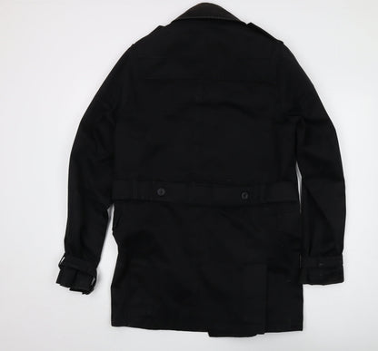 Mens UK Size S Cecil Gee Black Trench Coat