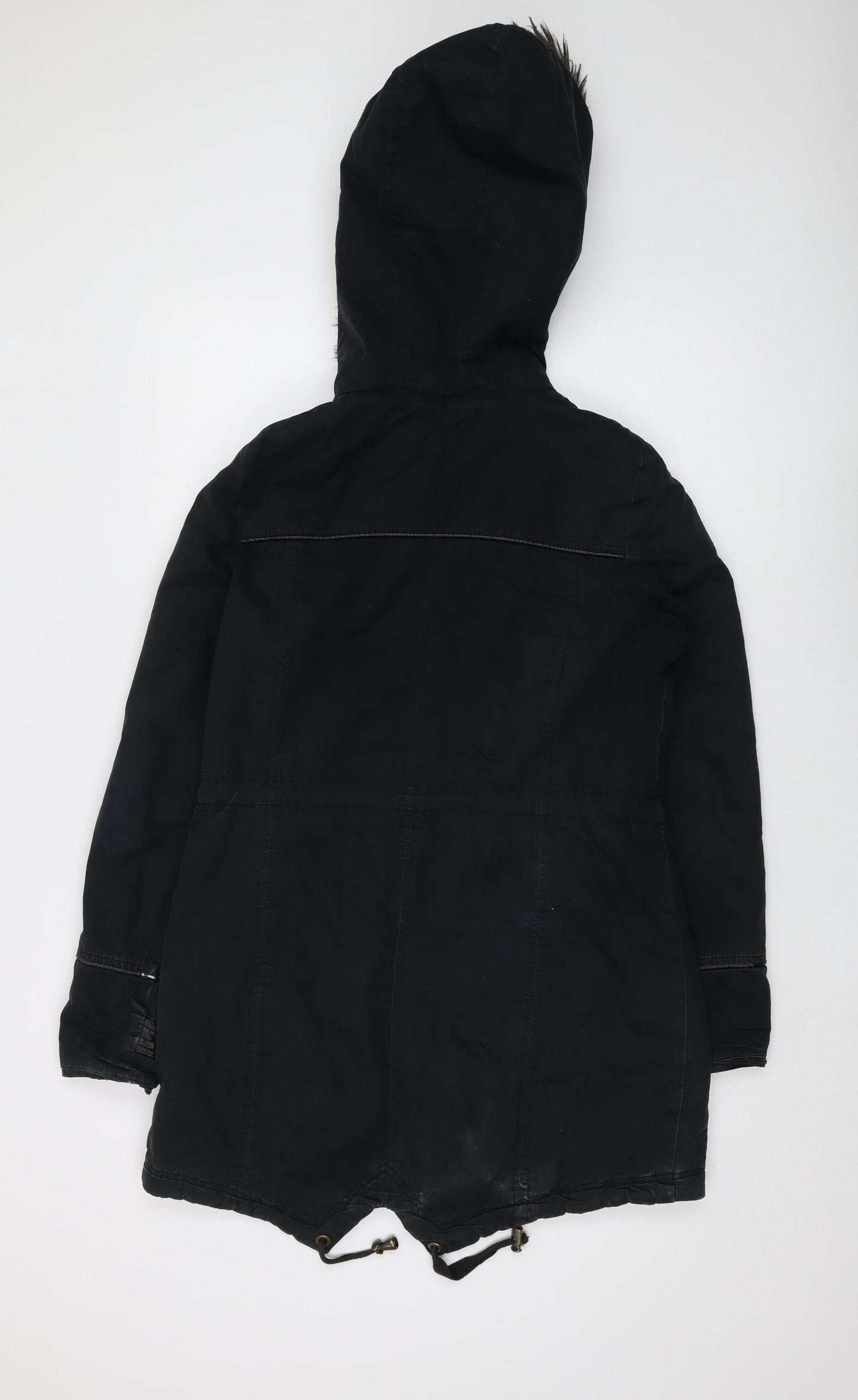 Brave Soul Women's Black Parka Jacket Size 10, Hooded