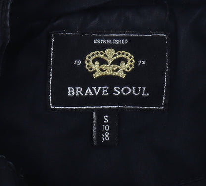 Brave Soul Women's Black Parka Jacket Size 10, Hooded
