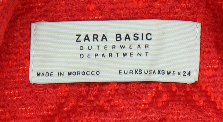 Womens UK Size XS Zara Red Overcoat