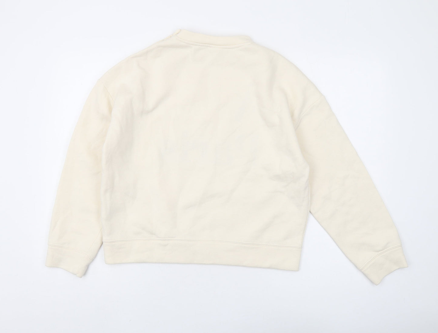 H&M Women’s Ivory XS Pullover Sweatshirt Button Accents
