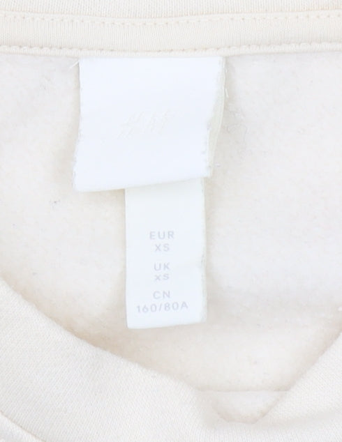 H&M Women’s Ivory XS Pullover Sweatshirt Button Accents