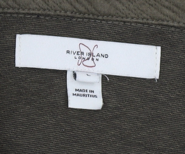 Mens UK Size L River Island Green Full Zip Sweatshirt