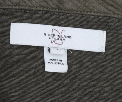 Mens UK Size L River Island Green Full Zip Sweatshirt