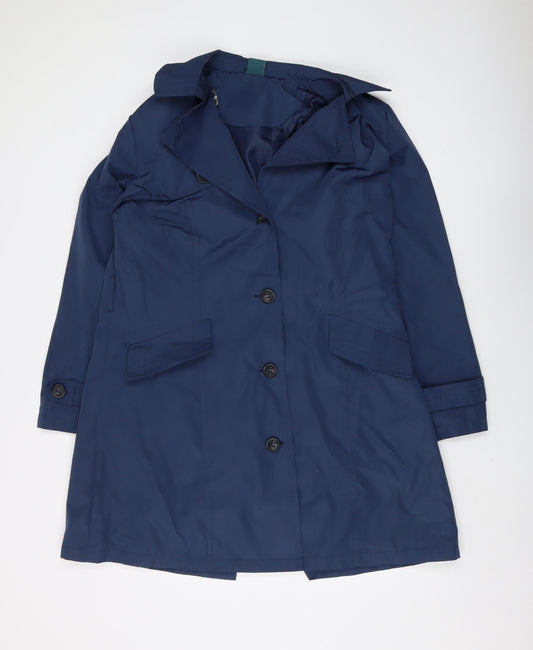 Amber Women's Blue Mid-Length Overcoat - Size 14
