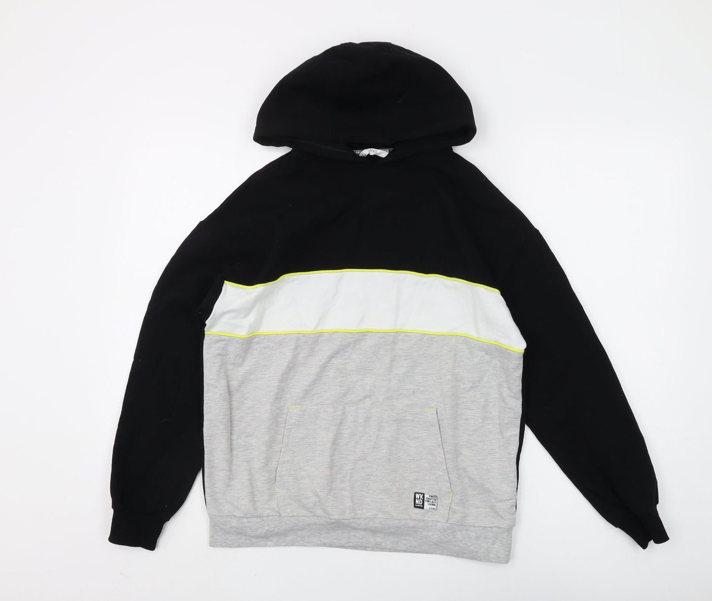 Marks and Spencer Boys Black Grey Pullover Hoodie 13-14 Years