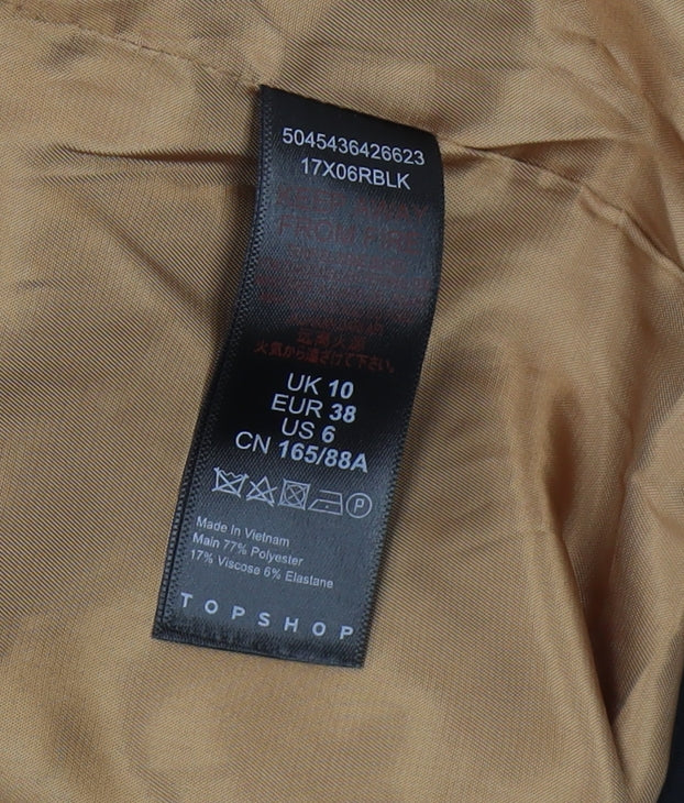 Topshop Women's Black Double-Breasted Blazer, Size 10