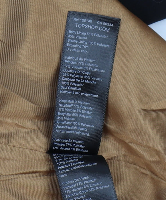 Topshop Women's Black Double-Breasted Blazer, Size 10