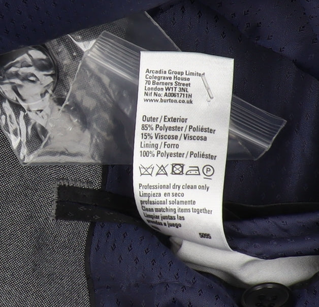 Mens UK Size 40 Burton Regular Grey Suit Jacket