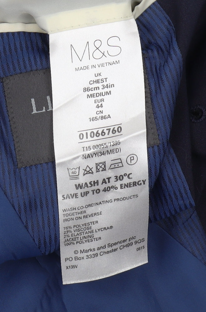 Mens UK Size 34 Marks and Spencer Regular Blue Suit Jacket