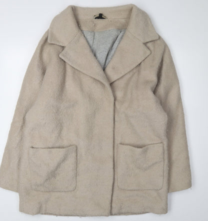 Topshop Beige Women's Coat Size 14 with Button Closure