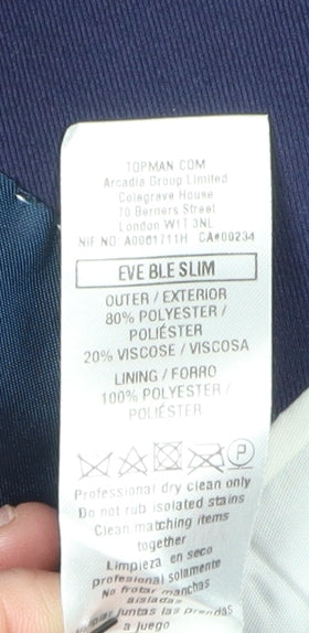 Mens UK Size 36 Topman Regular Blue Suit Jacket
