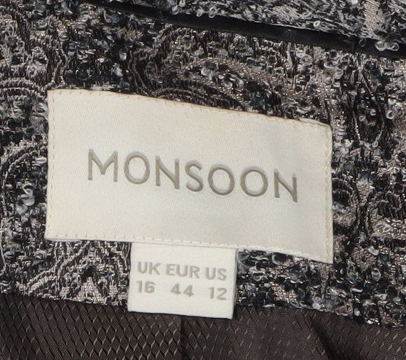 Monsoon Women's Grey Bouclé Blazer Size 16