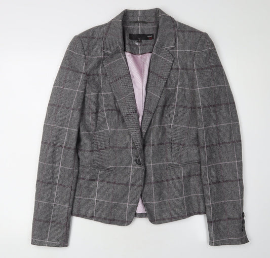 Next Women's Grey Check Suit Jacket Size 12 Tall