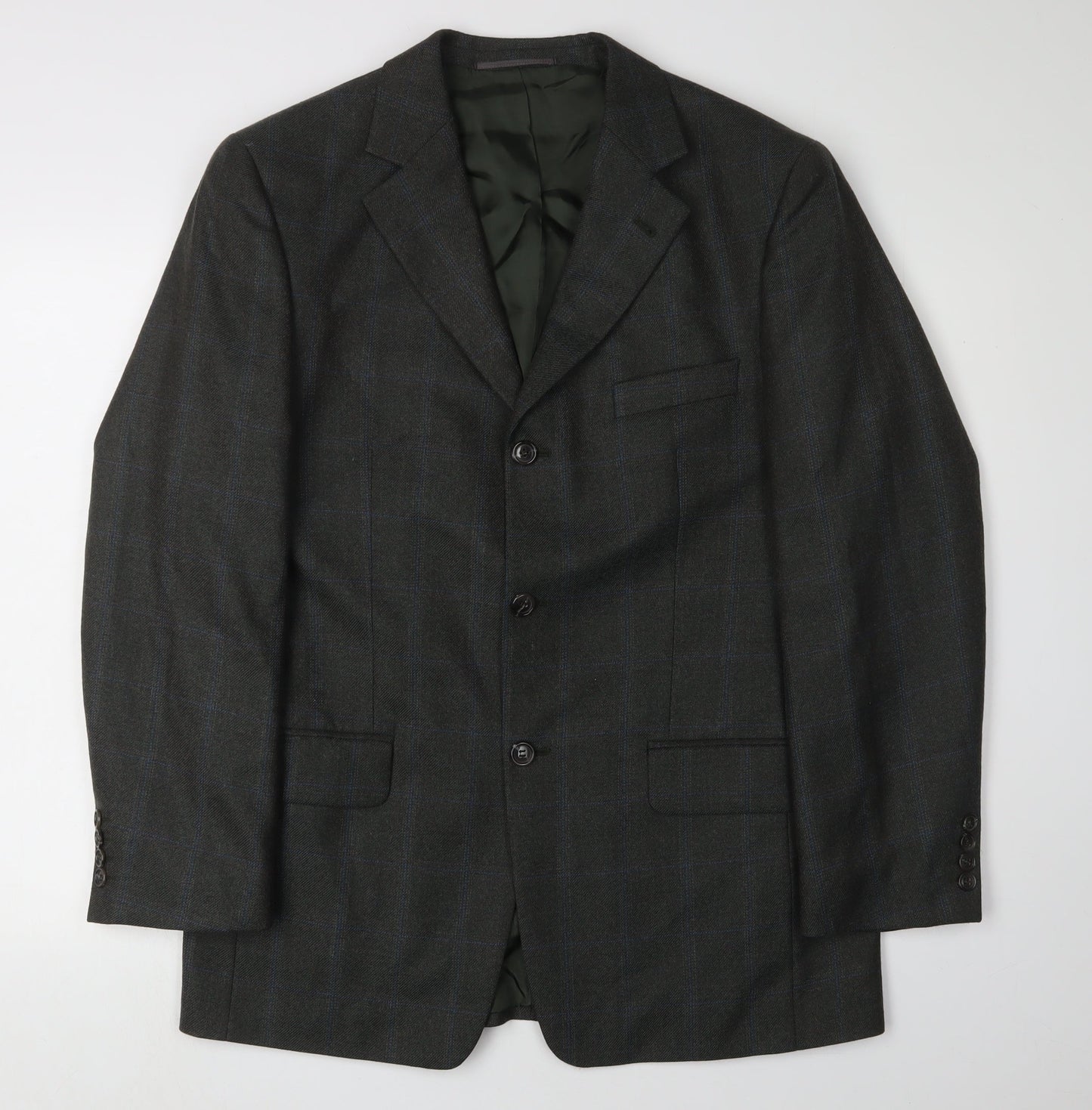 Alain Dubeau Men's Green Check Blazer, Size 38R