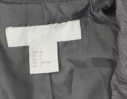 H&M Women's Grey Regular Blazer, Size 4, Business Casual
