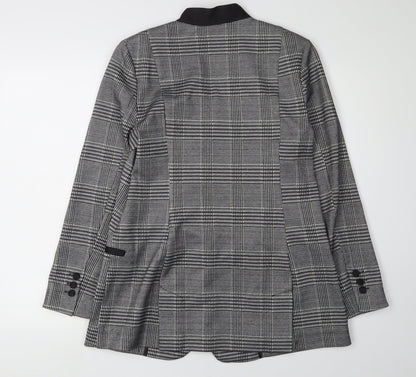 Wuli:Luu Women's Grey Check Blazer Jacket Size 10