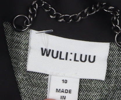 Wuli:Luu Women's Grey Check Blazer Jacket Size 10