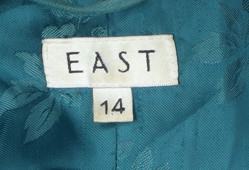 East Women's Blue Trench Coat, Size 14, Belted Mid-Length