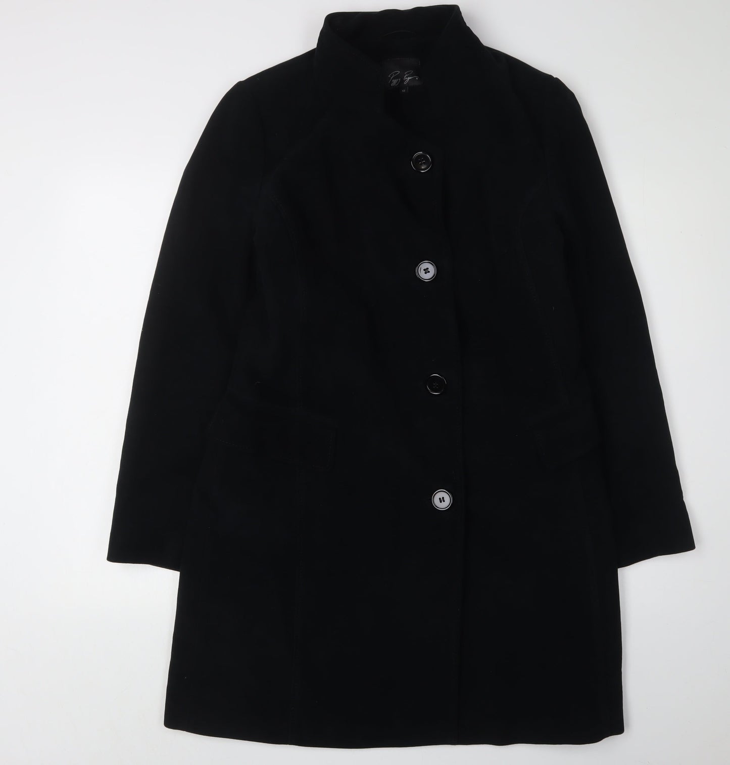Peggy Page Women's Black Overcoat Cotton Size 12