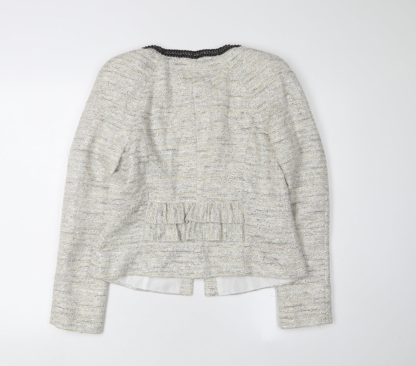 Marks and Spencer Women Ivory Bouclé Crop Blazer Size 10