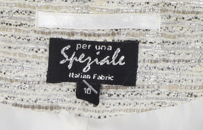 Marks and Spencer Women Ivory Bouclé Crop Blazer Size 10