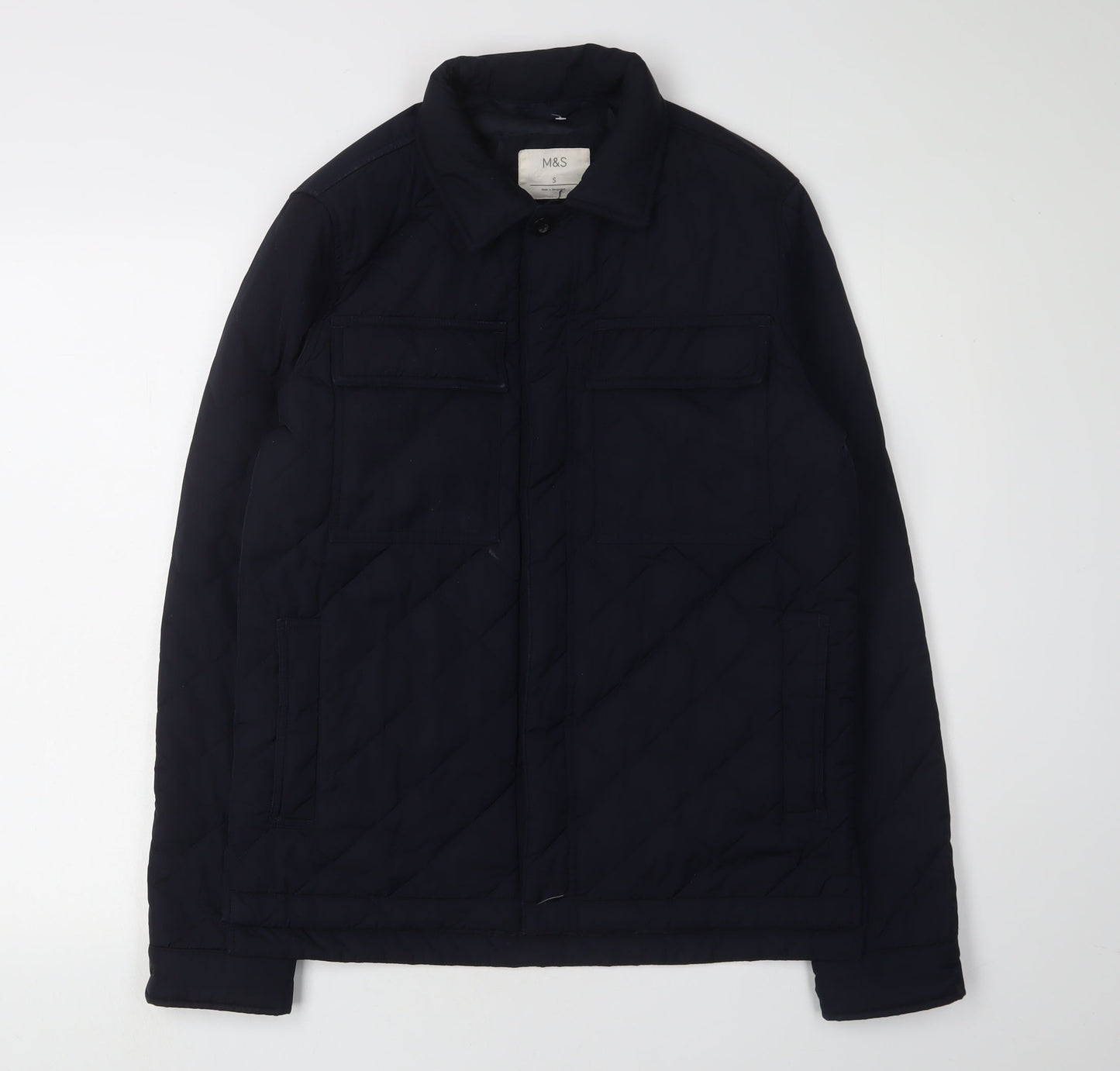 Mens UK Size S Marks and Spencer Blue Quilted Coat