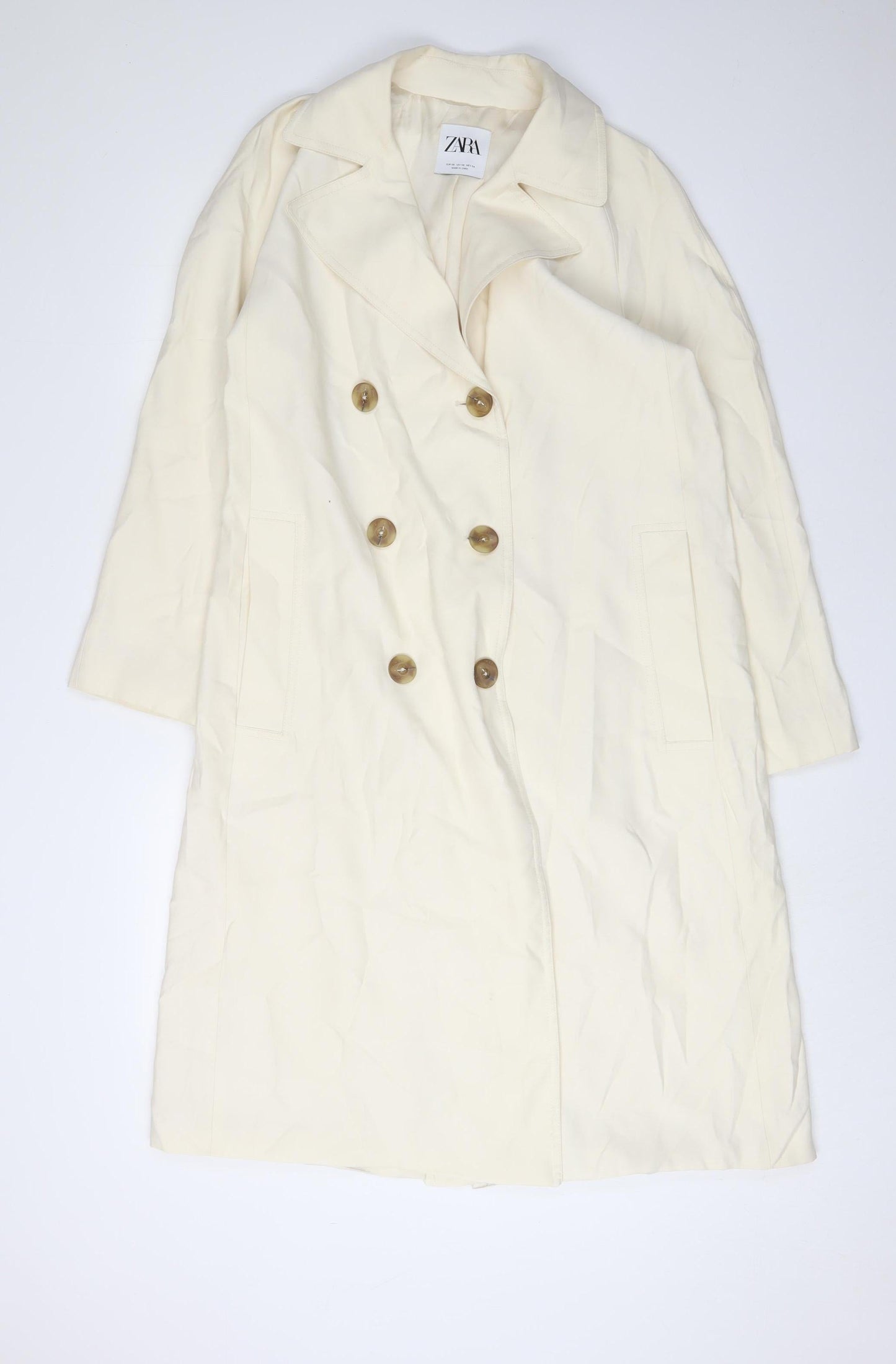 Womens UK Size 6 Zara Ivory Trench Coat