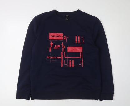 Mens UK Size M H&M Blue Pullover Sweatshirt