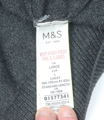 Marks and Spencer Men's Grey Cotton Pullover Jumper L