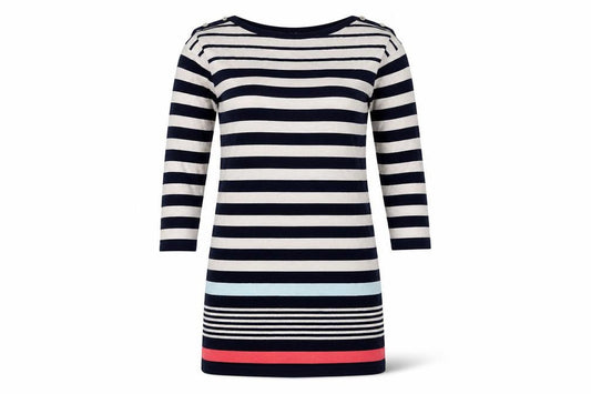 Front view of Wallis Women's Blue Striped Knee Length Shift Dress