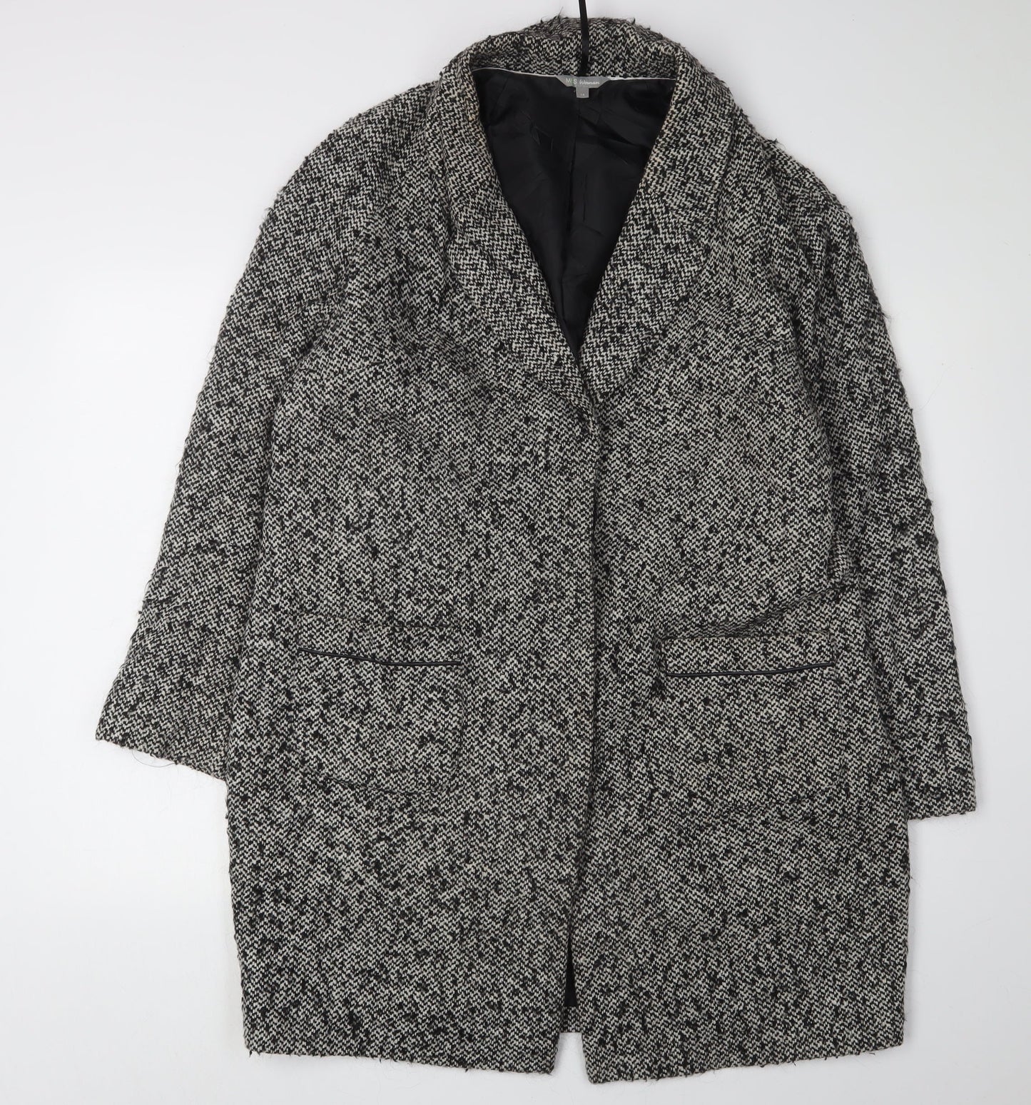 Womens UK Size 14 Marks and Spencer Black Overcoat